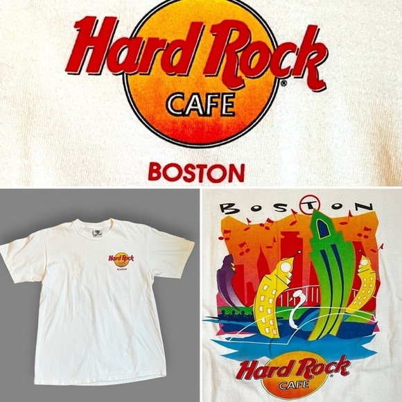 Vintage Hard Rock Cafe Boston Heavy Tee Made in USA Short Sleeve 2-sided Medium - Picture 1 of 8